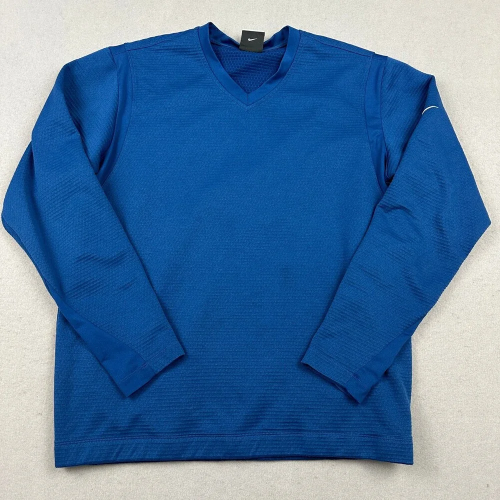 Nike Golf Sweater Men Medium Blue Therma Fit Pullover Embroidery Swoosh M *